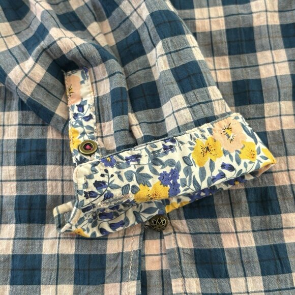 Pilcro Anthropologie Plaid Buttondown Shirt (Size M) Tavi Floral Ruffle Collar - Picture 6 of 13